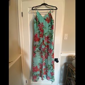 Shorts romper with floor length train